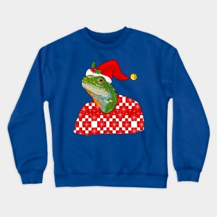 Christmas Sweater Lizard With Blue Background Crewneck Sweatshirt